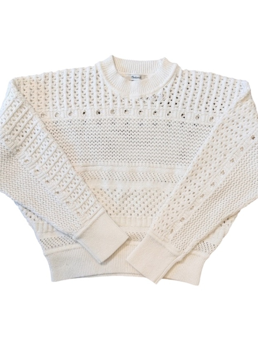 Madewell Cream Open-Weave Crewneck Sweater